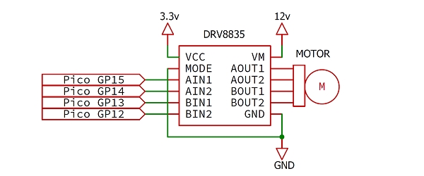DRV8835ステッピングモーター回路